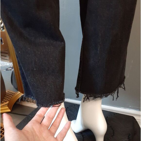 Zara Classic Black Women's Straight Wide Leg Jeans - Picture 4 of 15